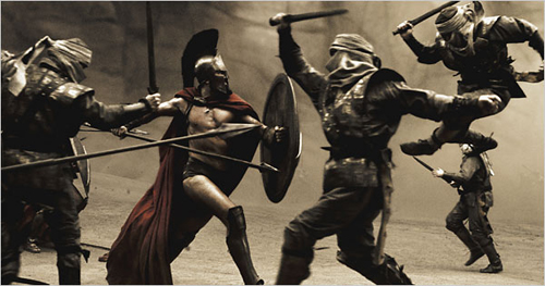 Leonidas Fighting Persian Soldiers